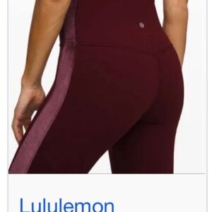 Lululemon Burgundy align leggings with side of velour size 2